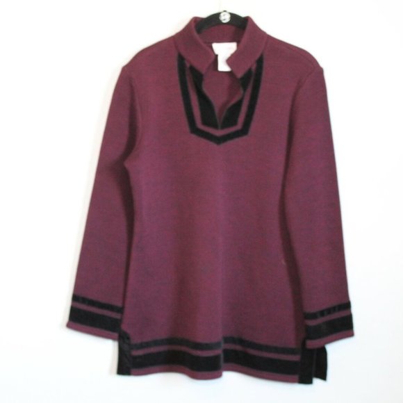 Soft Surroundings Runway Pullover Tunic Sweater Merlot Maroon Size Small H12108 - Picture 2 of 8
